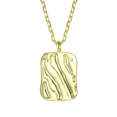 Genevive Jewelry Women's Gold / White Rachel Glauber Stunning Gold Plated Square Pendant Necklace In Multi