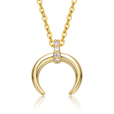 Genevive Jewelry Women's Gold / White Rachel Glauber Yellow Gold Plated With Cubic Zirconia Crescent Horn Pendant Nec In Multi