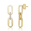 Genevive Jewelry Women's Gold / White Rachel Glauber Yellow Gold Plated With Cubic Zirconia Triple Chain Drop Earring In Multi