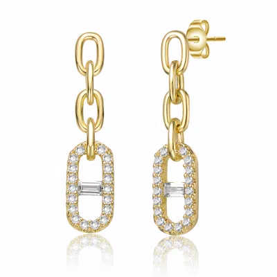 Genevive Jewelry Women's Gold / White Rachel Glauber Yellow Gold Plated With Cubic Zirconia Triple Chain Mariner Anch In Multi