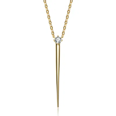 Genevive Jewelry Women's Gold / White Stella Valentino Sterling Silver Gold Plated Lab Created Moissanite Gothic Spik In Multi
