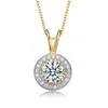 Genevive Jewelry Women's Gold / White Sterling Silver Cubic Zirconia Gold Plated Round Necklace In Gold