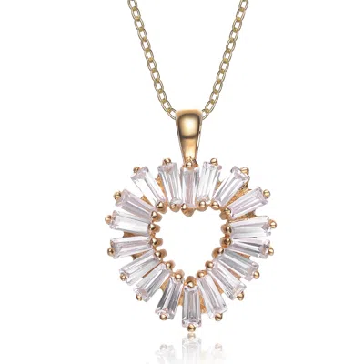 Genevive Jewelry Women's Gold / White Sterling Silver Cubic Zirconia Gold Plating Clear Necklace