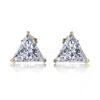 Genevive Jewelry Women's Gold / White Sterling Silver Cubic Zirconia Triangle Stud Earrings In Multi