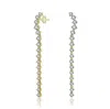 Genevive Jewelry Women's Gold / White Sterling Silver Cubic Zirconia Waterfall Linear Dangle Earrings In Multi