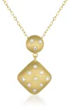 Genevive Jewelry Women's Gold / White Sterling Silver Gold Overlay Clear Cubic Zirconia Accent Square Necklace In Multi
