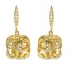 Genevive Jewelry Women's Gold / White Sterling Silver Gold Overlay Drop Earrings In Multi