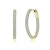 Genevive Jewelry Women's Gold / White Sterling Silver Gold Plated Cubic Zirconia Encrusted Thin Hoop Earrings In Multi
