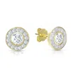Genevive Jewelry Women's Gold / White Sterling Silver Gold Plated Cubic Zirconia Round Stud Earrings In Multi