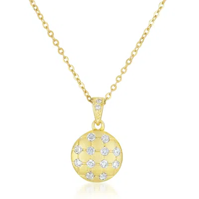 Genevive Jewelry Women's Gold / White Sterling Silver Gold Plated Cubic Zirconia Sphere Pendant In Multi