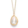 Genevive Jewelry Women's Gold / White Sterling Silver Gold Plated Freshwater Pearl Pendant Necklace In Multi