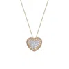 Genevive Jewelry Women's Gold / White Sterling Silver White And Gold Heart Design Pendant In Multi
