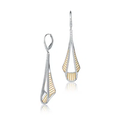 Genevive Jewelry Women's Gold / White Sterling Silver Yellow Gold Plated Cubic Zirconia Drop Earrings In Multi
