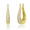 Genevive Jewelry Women's Gold / White Yellow Gold Plated With Clear Cubic Zirconia Oblong Oval Raindrop Hoop Earrings In Multi