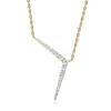 Genevive Jewelry Women's Gold / White Yellow Gold Plated With Clear Cubic Zirconia Solar Chevron Necklace In Sterling In Multi