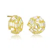 Genevive Jewelry Women's Gold / Yellow Sterling Silver With Gold Plated Baguette Cubic Zirconia Bundle Stud Earrings In Gold