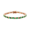 Genevive Jewelry Women's Green / Rose Gold Amande  Tennis Bracelet
