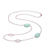 Genevive Jewelry Women's Green / Rose Gold Sterling Silver Light Green Cubic Zirconia Gemstones Necklace