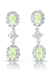 Genevive Jewelry Women's Green / White / Silver Sterling Silver Green Cubic Zirconia Dangle Earrings In Multi