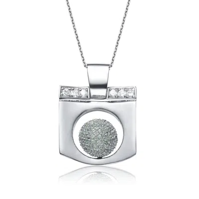 Genevive Jewelry Women's Green / White / Silver Sterling Silver Light Green Cubic Zirconia Sphere Necklace In Multi