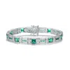 Genevive Jewelry Women's Green / White White Gold Plated Emerald Cubic Zirconia Tennis Bracelet In Multi