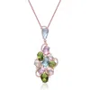 Genevive Jewelry Women's Multicolored Cubic Zirconia Shaped Pendant Rose Gold Plated Sterling Silver Necklace In Gold