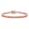 Genevive Jewelry Women's Pink Genevive Sterling Silver White Gold Plated With Morganite Cubic Zirconia Tennis Bracele In Pink