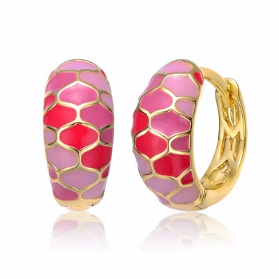 Genevive Jewelry Women's Pink / Gold Rachel Glauber Young Adults-teens Yellow Gold Plated Pink Sunset Stained Glass S In Multi