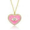Genevive Jewelry Women's Pink / Gold / White Rachel Glauber Young Adults-teens Yellow Gold Plated With Clear Cubic Zi