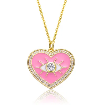 Genevive Jewelry Women's Pink / Gold / White Rachel Glauber Young Adults-teens Yellow Gold Plated With Clear Cubic Zi
