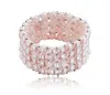 Genevive Jewelry Women's Pink / White Rachel Glauber White Gold Plated White Cultured Five Row Bracelet In Multi
