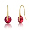 Genevive Jewelry Women's Rachel Glauber Elegant Gold Plated With Round Ruby Red Cubic Zirconia Hook Earrings In Red