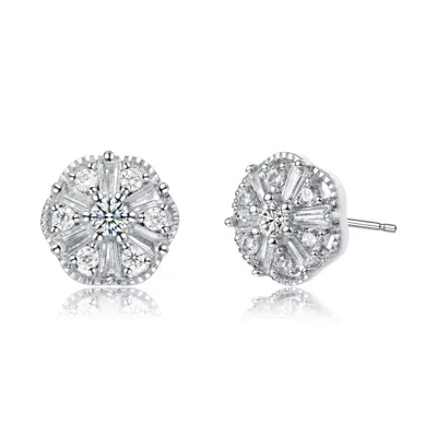 Genevive Jewelry Women's Rachel Glauber Elegant White Gold Plated Cubic Zirconia Stud Earrings
