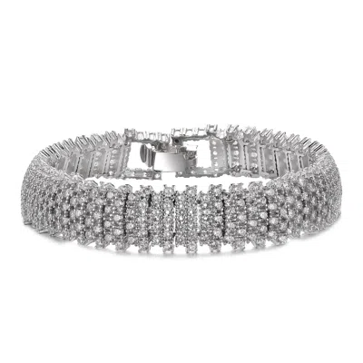 Genevive Jewelry Women's Rachel Glauber Elegant White Gold Plated Link Bracelet