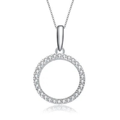 Genevive Jewelry Women's Rachel Glauber Exclusive White Gold Plated Cubic Zirconia Circle Shaped Pendant Necklace
