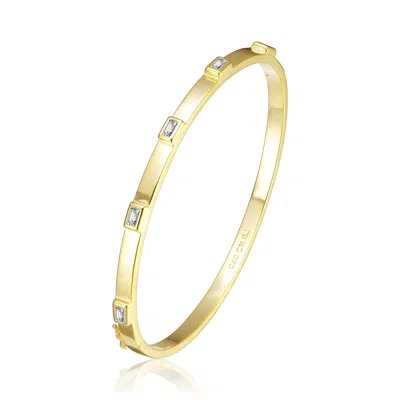 Genevive Jewelry Women's Rachel Glauber Gold Clear Cubic Zirconia Bangle Bracelet