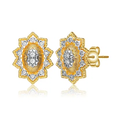Genevive Jewelry Women's Rachel Glauber Gold Plated & Cubic Zirconia Floral Stud Earrings