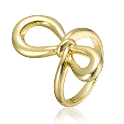 Genevive Jewelry Women's Rachel Glauber Gold Plated Bow-tie Ribbon Infinity Knot Ring In Gray