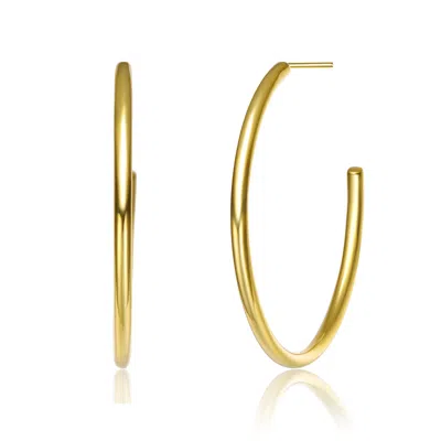 Genevive Jewelry Women's Rachel Glauber Gold Plated Large Slim Open Hoop Earrings