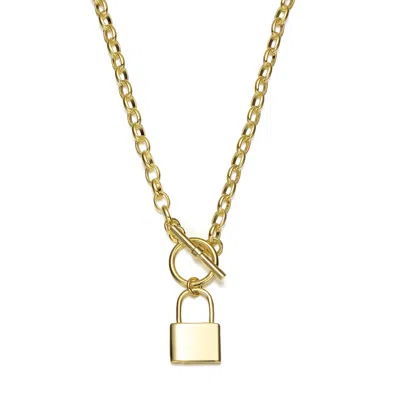 Genevive Jewelry Women's Rachel Glauber Gold Plated Locket Charm Toggle Clasp Necklace