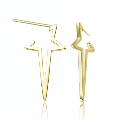 Genevive Jewelry Women's Rachel Glauber Gold Plated Star Open Hoop Earrings
