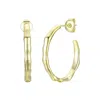 Genevive Jewelry Women's Rachel Glauber Gold Plated Structured Open Hoop Earrings In Gold