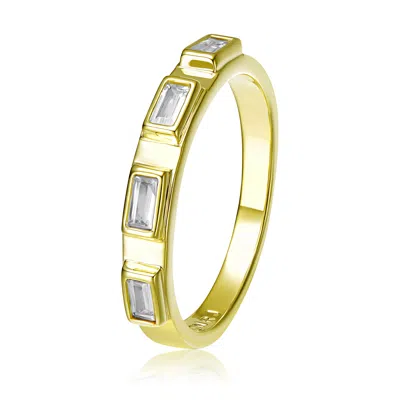Genevive Jewelry Women's Rachel Glauber Gold Plated With Baguette Cubic Zirconia Band Ring