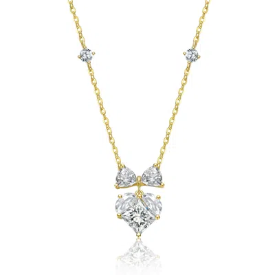 Genevive Jewelry Women's Rachel Glauber Gold Plated With Clear Cubic Zirconia Heart Design Necklace