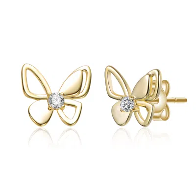 Genevive Jewelry Women's Rachel Glauber Gold Plated With Cubic Zirconia Butterfly Stud Earrings