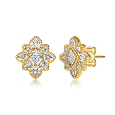 Genevive Jewelry Women's Rachel Glauber Gold Plated With Cubic Zirconia Floral Stud Earrings