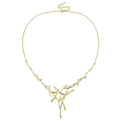 Genevive Jewelry Women's Rachel Glauber Gold Plated With Cubic Zirconia Sticks Contemporary Statement Necklace