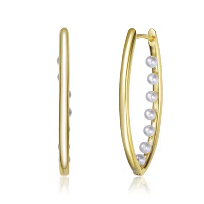 Genevive Jewelry Women's Rachel Glauber Gold Plated With White Pearl Hoop Earrings