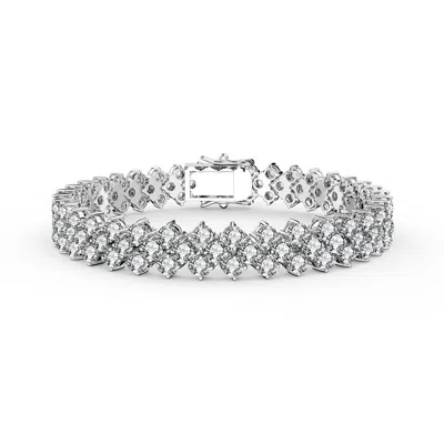 Genevive Jewelry Women's Rachel Glauber Modern White Gold Plated Cubic Zirconia Three Row Bracelet