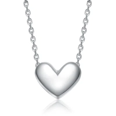 Genevive Jewelry Women's Rachel Glauber Teens White Gold Plated Minimalist Heart Pendant Necklace